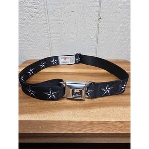 Buckle Down Dodge Viper Belt Nylon Seatbelt Black Adjustable Nautical Stars 38"